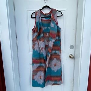 Multi Color Aztec/Pendleton Style Long Vest